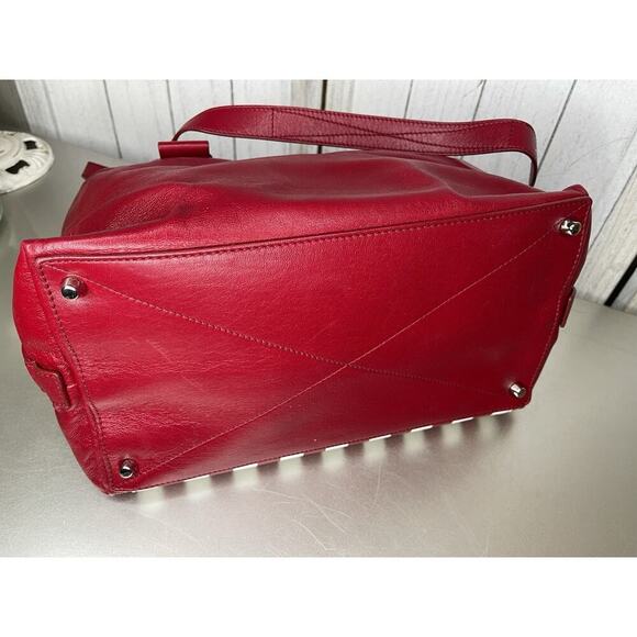 Marc Jacobs Red White Leather Small Striped Prince Antonia Satchel Handbag Italy - Picture 8 of 11
